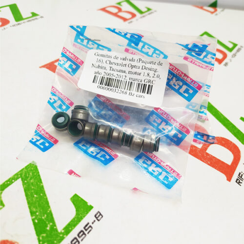 Gomitas de valvula (Paquete de 16), Chevrolet Optra Desing, Nubira, Tacuma, motor 1.8, 2.0, año 2005-2012, marca GRC