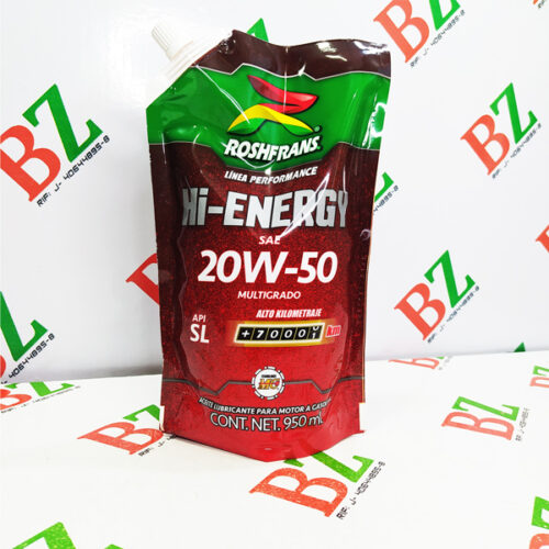 Aceite lubricante para motor a gasolina de 950ml SL-20W-50, marca Roshfrans Hi-Energy