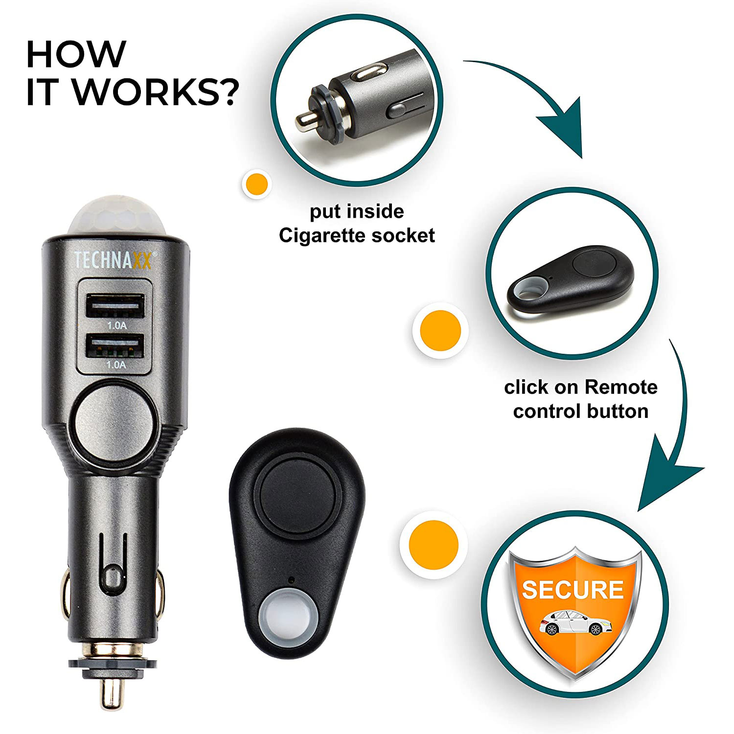 Technaxx car Alarm with Charging Function TX-100 - Imagen 3